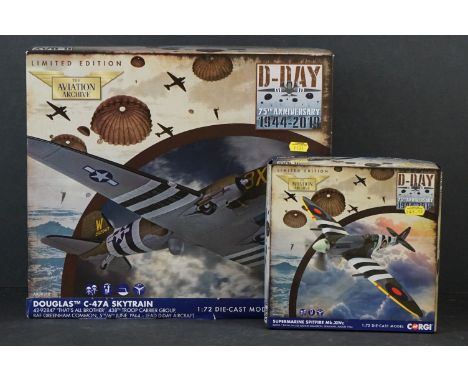 Two Boxed Corgi Aviation Archive 75th D-Day ltd edn 1/72 diecast models to include AA38210 Douglas C-47A Skytrain 42-92847 "T