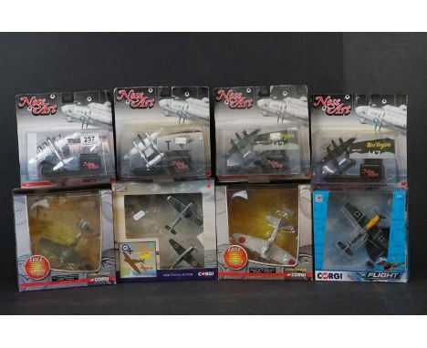 Eight Corgi Boxed diecast model aircraft to include 4 x Nose Art Collection, 2 x P-38 Lightning (Miss Virginia), P-38 Lightni