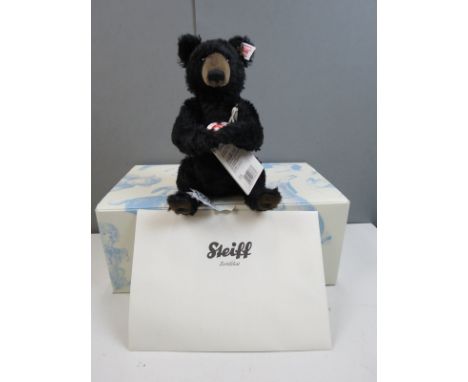 Boxed Steiff Winnipeg Grizzly Baren Junges Teddy Bear, black mohair, 23cm, ltd edn, with paperwork &amp; certificate, ex 