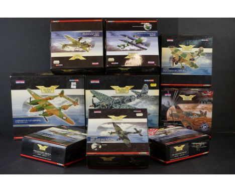 Nine Boxed Corgi Aviation Archive ltd edn diecast models to include 1/72 AA32013 Hawker Hurricane MK.IIB - 1-48 AA37806 Albat