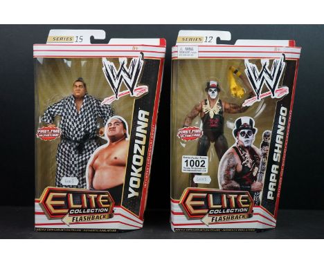 WWE / WWF Wrestling - Two boxed Mattel Elite Collection Flashback figures to include Papa Shango Series 12 &amp; Yokozuna Ser