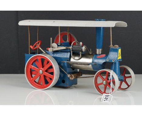 Wilesco Old Smokey Steam Tractor Engine in blue, gd 
