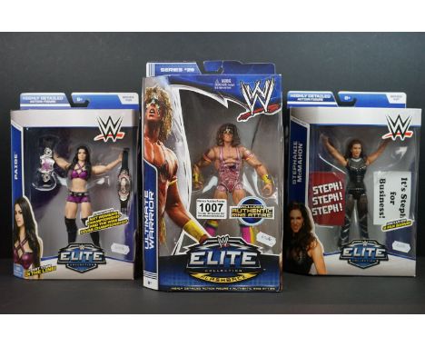 WWE / WWF Wrestling - Three boxed Mattel Elite Collection figures to include Ultimate Warrior Series 26, Paige Serie 34 &amp;