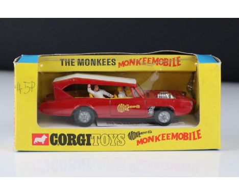 Boxed Corgi 277 The Monkees Monkee Mobile diecast model, diecast excellent, box has '45p' in pen to front, small window split