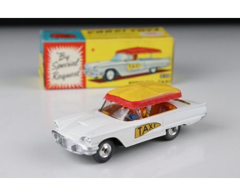 Boxed Corgi 430 Bermuda Taxi By Special Request diecast model in white, yellow/red roof, complete with driver, diecast vg wit