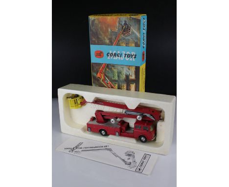 Boxed Corgi Major 1127 Simon Snorkel Fire Engine diecast model with instructions, vg 