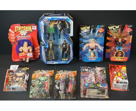 WWE / WWF Wrestling - Collection of carded figures from the 1990s onwards to include Jakks Stretchin WWF Shawn Michaels, 2 x 