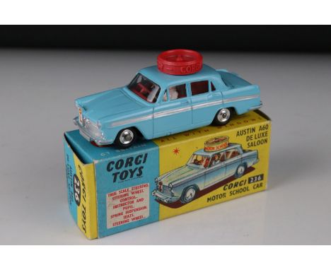 Boxed Corgi 236 Motor School Car Austin A60 Deluxe Saloon diecast model, diecast ex with vg box 