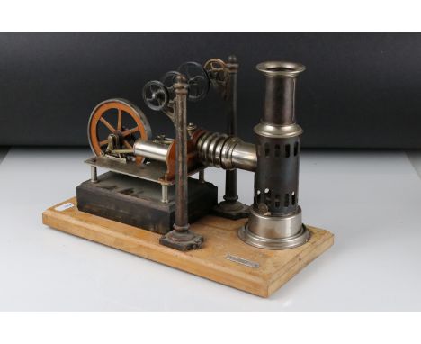 Noris EP (Ernst Plank) stationary steam engine, 12.5 x 6" wooden base 