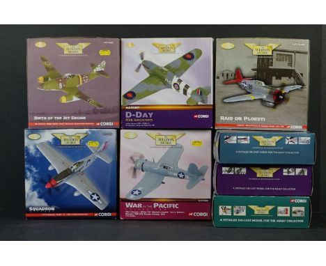 Eight Boxed Corgi Aviation Archive ltd edn 1/72 diecast models to include US32214 P-51D Mustang - AA32209 F-51D Mustang - AA3