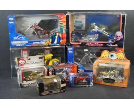 Nine boxed diecast motorcycle models to include Discovery Channel 1/10 Orange County Choppers American Chopper The Series x 2