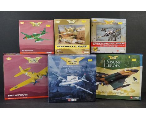 Six Boxed Corgi Aviation Archive diecast models to include 1/72 AA33204 McDonnell Douglas F-4C Phantom II - 1/72 AA33708 Hein