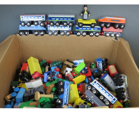 Large collection of Brio and Thomas the Tank Engine wooden models to include locomotives, rolling stock and accessories 