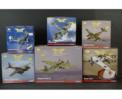 Six Boxed Corgi Aviation Archive ltd edn 1/72 diecast models to include AA33707 Heinkel He 111H-22 with Fi 103 - US34308 Fock