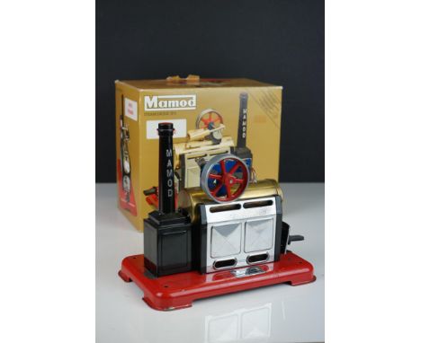 Boxed Mamod SP2 Steam Engine with Dynamo, showing some wear but gd overall, vg box 