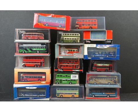 Collection of 14 boxed &amp; cased Corgi The Original Omnibus Company diecast models to include 97855 Bristol L5G United Auto
