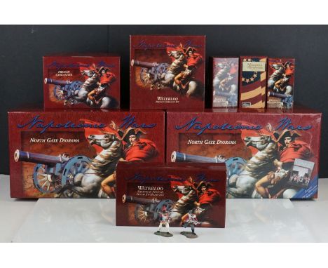 Eight boxed Britains metal figure sets and figures to include 2 x North Gate Diorama, French Command Set, French Casualties, 