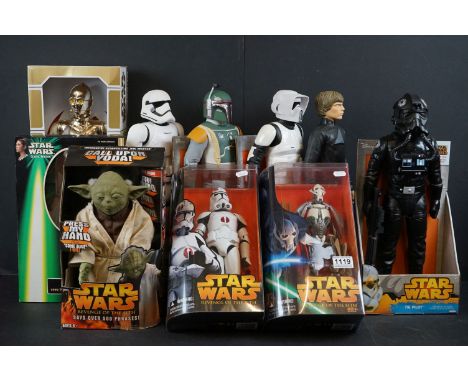 Star Wars - Ten Star Wars figures to include 5 x 18 inch figures, Princess Leia 1999 Portrait Edition, Call Upon Yoda, etc al