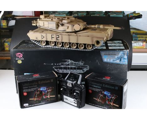 Boxed Heng Long 1:16 M1A2 Abrams 2.4GHz r/c Main Battle Tank r/c tank with 2 x boxed Ultimate Edition II Drive Gearbox models