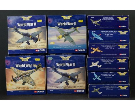 Ten Boxed Corgi Aviation Archive 1/72 diecast models to include AA31904 Supermarine Spitfire MkVB - AA32003 Hawker Hurricane 