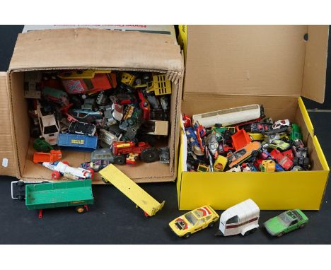 Large quantity of mid 20th C onwards diecast models to include Corgi, Matchbox etc (two boxes) 