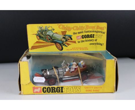 Boxed Corgi 266 Chitty Chitty Bang Bang diecast model, complete with all 4 figures and accessories, diecast vg with some wear