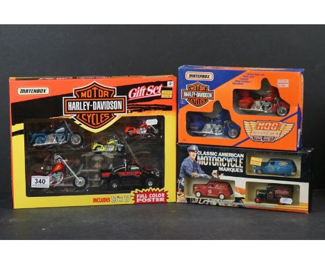 Two boxed Matchbox Harley Davidson Motor Cycles diecast model sets to include Ltd Edn 76272 &amp; 76250 (both excellent) plus