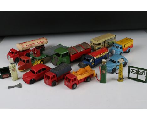 10 Mid 20th C plastic, diecast &amp; tin plate models to include Triang Minic, Brimtoy, Crescent, Pocketoy etc, plus a diecas