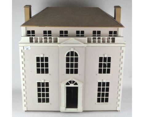 A large vintage two bedroom dolls house, 66cm x 61cm