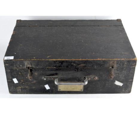 A vintage wooden carpenter's box/tool chest, with three drawer interior, 19cm high x 55.5cm wide x 38cm deep