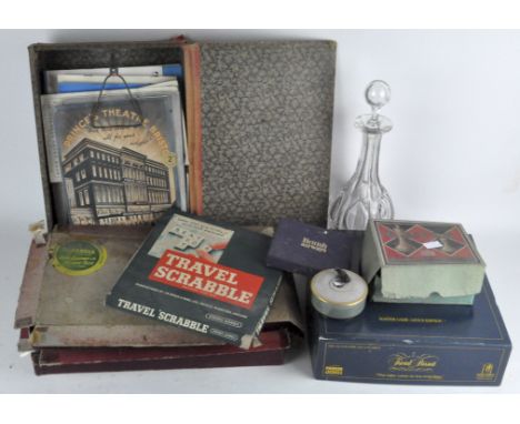 Assorted items to include vintage board games, tray, ephemera and more