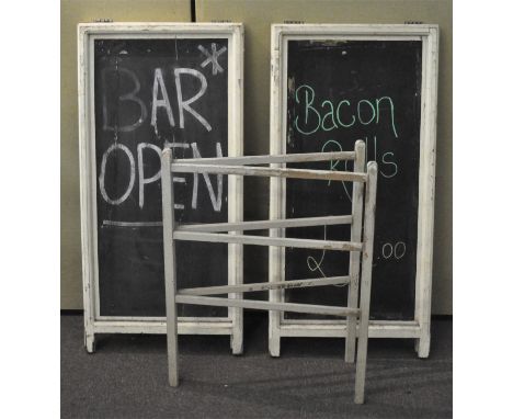 Two large vintage blackboard "A" boards advertising signs