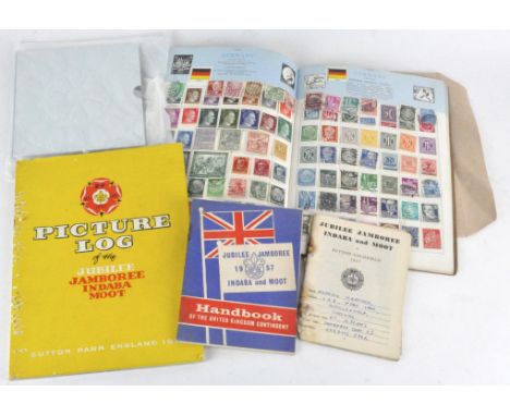 A schoolboy stamp collection, including two first day covers for the International Boy Scout Jamboree of 1957; together with 