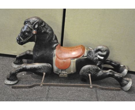 A vintage 20th century tin 'Mobo' rocking horse, 97cm long