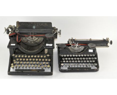 A Woodstock typewriter together with another, largest 35cm wide