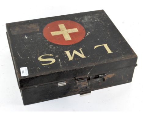 An LMS Railway first aid box with some original contents, 39cn wide