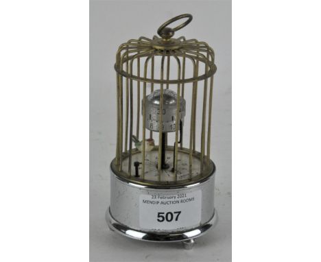 A vintage novelty Kaiser bird cage clock, 13cm high