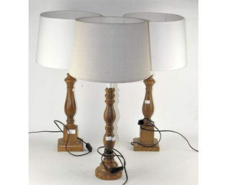 A modern Chinese blue and white lamp base and three other lamps, largest 68cm high (inc shade)