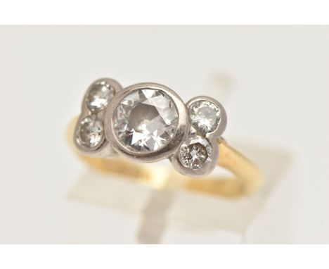 A DIAMOND DRESS RING, set with a principal old cut diamond, measuring approx 6.1 by 6.1mm (depth approx 3.07mm), within a rub