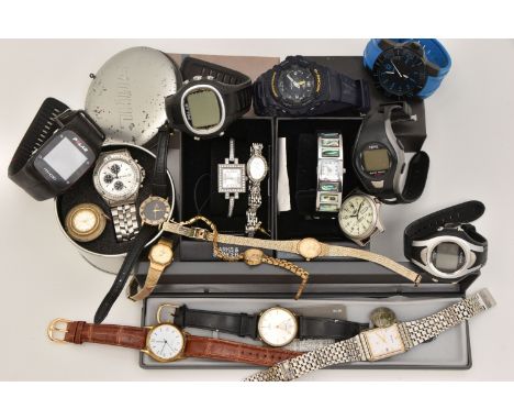 A BOX OF ASSORTED WATCHES, assorted ladies and gents watches, names to include Lorus, Rotary, Polar, Accurist, (condition rep