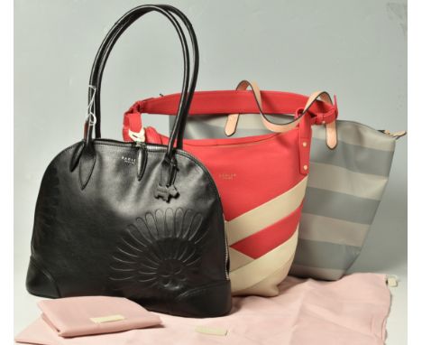 RADLEY BAGS: three assorted tote bags comprising, a 'Hope Street' multiway tote bag  in  pink, cream and beige, gold tone har