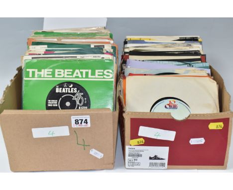 TWO BOXES OF VINYL SINGLES, over one hundred records, mainly The Beatles singles or singles by individual members of The Beat
