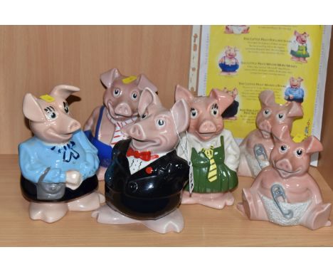 A GROUP OF SIX WADE NATWEST PIGGY BANKS comprising two 'Woody' (one could benefit from a clean), 'Annabel,' 'Maxwell,' 'Lady 