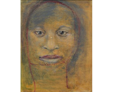 Rachel Bliss (American, b 1962), oil on wood panel, Portrait of Woman, signed and dated '92 on verso, 18-1/2" x 14-1/2" sight