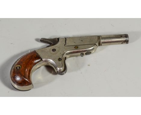 Forehand and Wadsworth Single Shot Derringer, c 1871-90, "Muff Pistol", 22 cal, round/octagon 2 1/8" barrel pivots sideways t