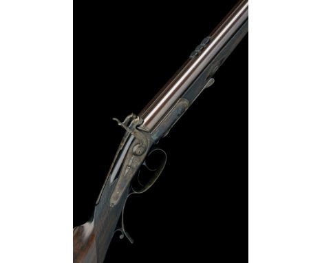 JOSEPH LANG, LONDON A CASED 28-BORE PINFIRE DOUBLE-RIFLE, serial no. 2027, circa 1860, with rebrowned damascus 26in. side-by-