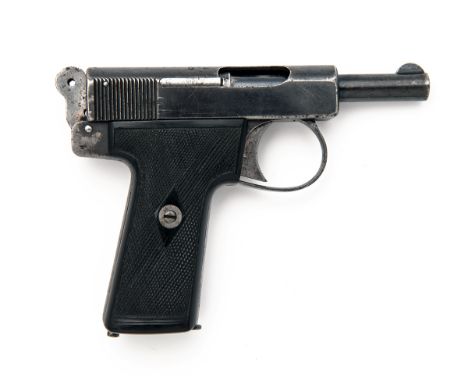 WEBLEY & SCOTT A BOXED 7.65mm (.32 ACP) MODEL '1908' SEMI-AUTOMATIC POCKET PISTOL, serial no. 77040, Circa 1912, 3 1/2in. blu