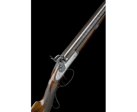 GEORGE SNOWDON, ALNWICK A CASED 13-BORE PERCUSSION DOUBLE-BARRELLED SPORTING GUN, no visible serial number, circa 1850, with 