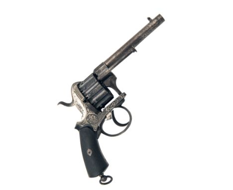 A SCARCE 7mm PINFIRE DELUXE TWELVE-SHOT REVOLVER SIGNED CHATNEUX, serial no. 46, Belgian or French circa 1855, with round 4 1