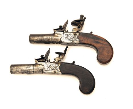 T. RICHARDS, LONDON  A PAIR OF 40-BORE FLINTLOCK BOXLOCK POCKET-PISTOLS, no visible serial numbers, circa 1795, with round ir